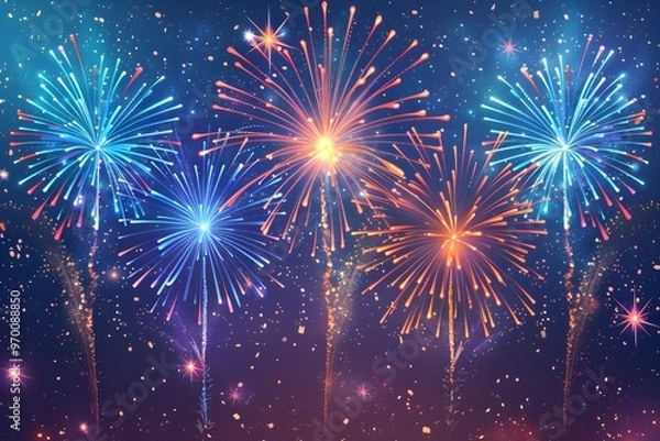 Fototapeta Vibrant Fireworks Display Illuminating the Night Sky