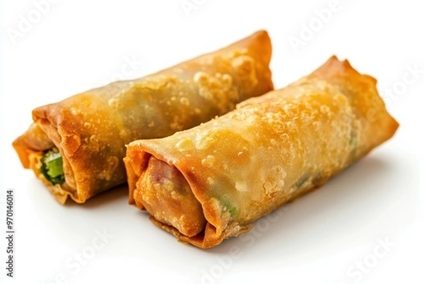 Obraz Vegetarian Vietnamese egg rolls on white background
