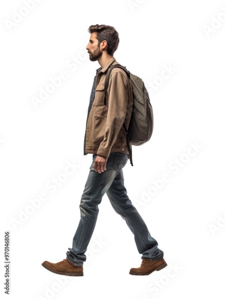 Obraz a man walking in transparent background