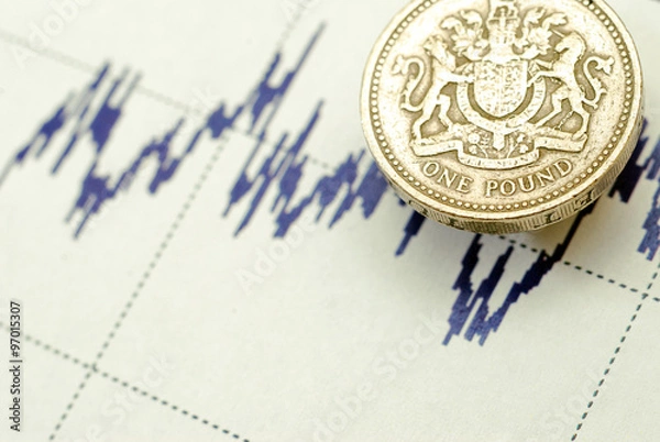 Fototapeta One pound on graph