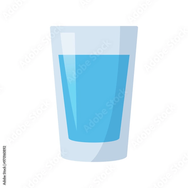 Fototapeta Cup of water isolated on white background. Water glass icon in flat style