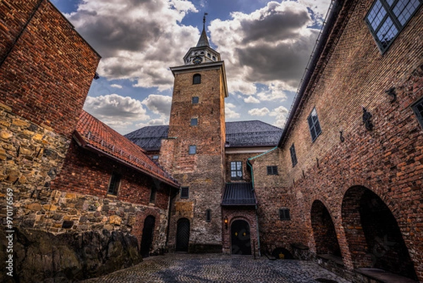 Obraz Oslo - February 12 2023: The historical epic fortress of Akershus i Oslo, Norway