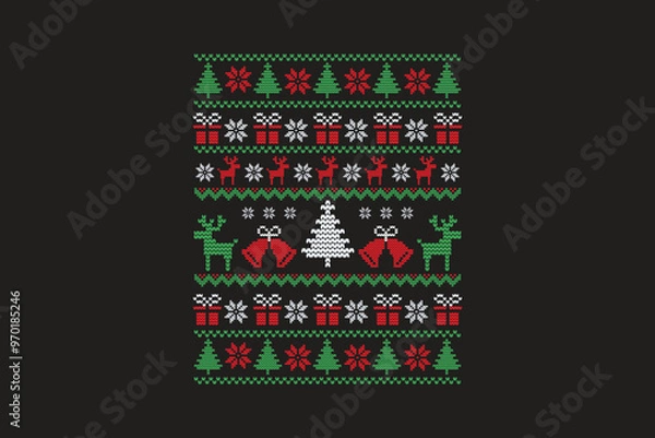 Obraz Ugly Christmas Sweater Sublimation T shirt Pattern Design