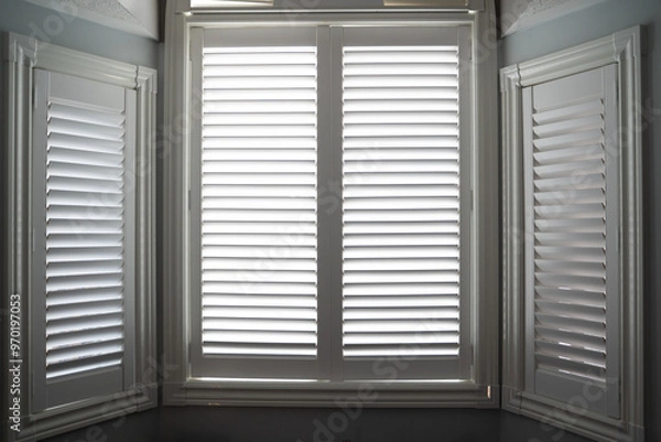 Obraz closed window with white shutters