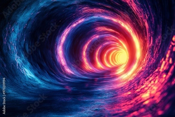 Fototapeta Abstract Swirling Tunnel with Glowing Light