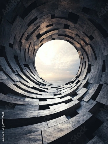 Obraz Abstract 3D rendering of a circular opening with a luminous background