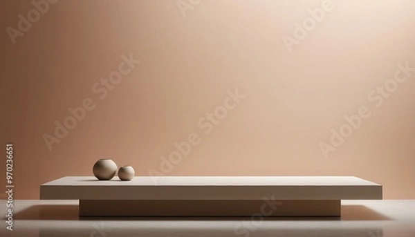 Fototapeta Empty brown wall background versatile for product display Empty Cream wall background product display empty 135