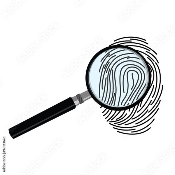 Fototapeta Fingerprint and magnifying glass