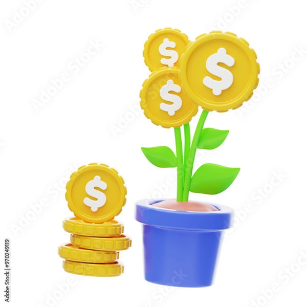 Obraz 3D Mutual Fund Growth. 3D Icon