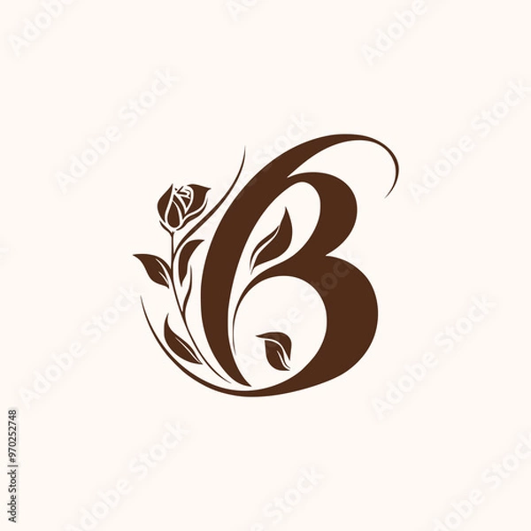 Obraz Simple Letter B flower and leaf vector