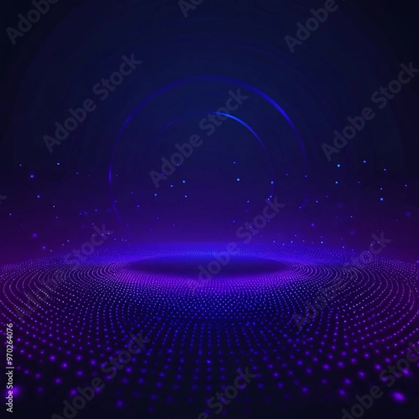 Obraz Abstract futuristic dark background of blue neon circles, glowing tech sci-fi frames. Futuristic Sci-Fi HUD Circles