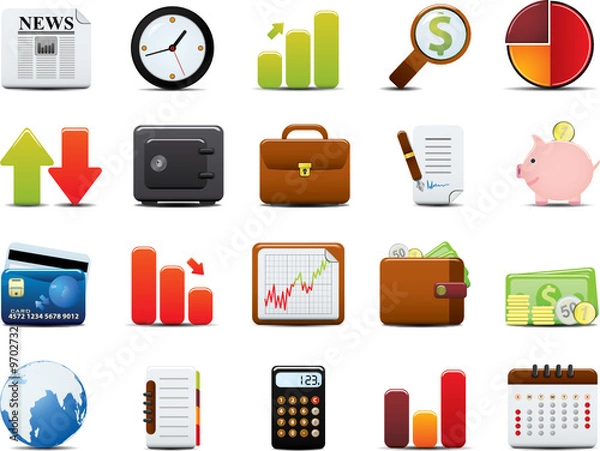 Fototapeta Finance Icon Set. Easy To Edit Vector Image.