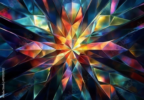 Fototapeta 抽象的で幾何学的なシャープパターンの高解像度デジタルアート