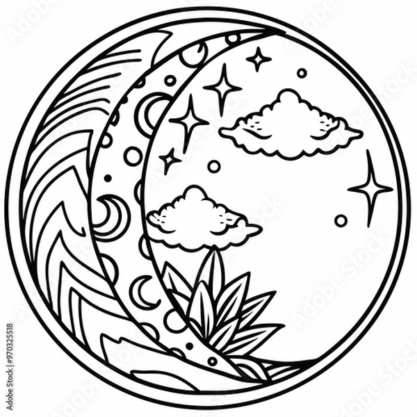 Obraz A circle with the moon and the stars