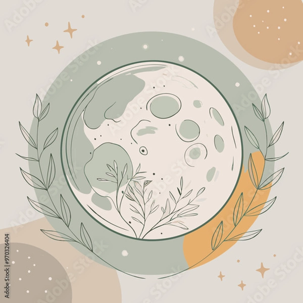 Obraz a moon with a tree and a place for text