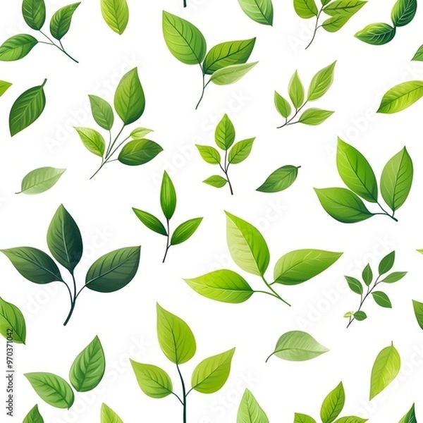 Obraz Seamless Natural Leaf Pattern on White Background