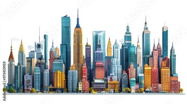 Fototapeta Times Square (USA) clipart, element, 3D illustration, realistic, isolated on white background