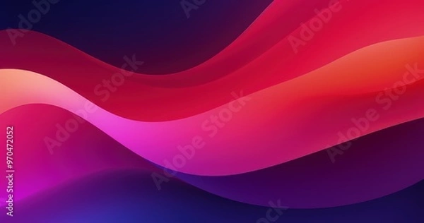 Fototapeta A vibrant abstract design featuring flowing waves in shades of pink, red, and purple, creating a dynamic visual effect.