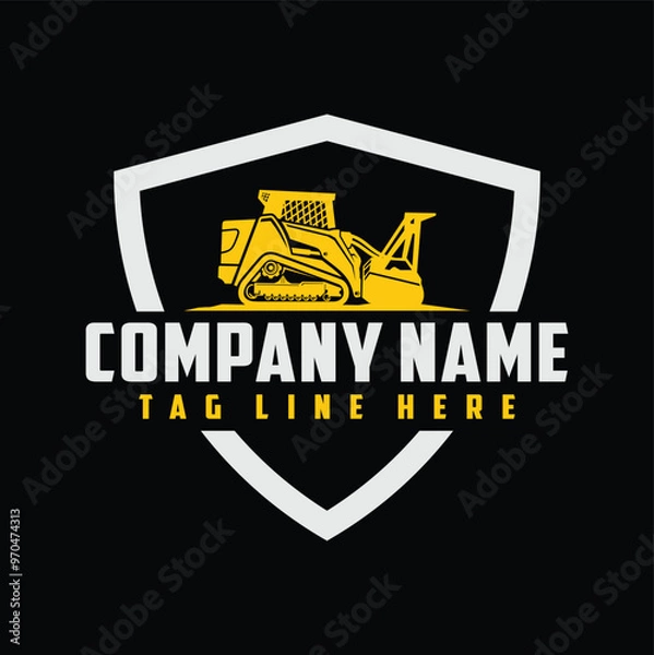 Obraz simple mulching machine illustration shield logo