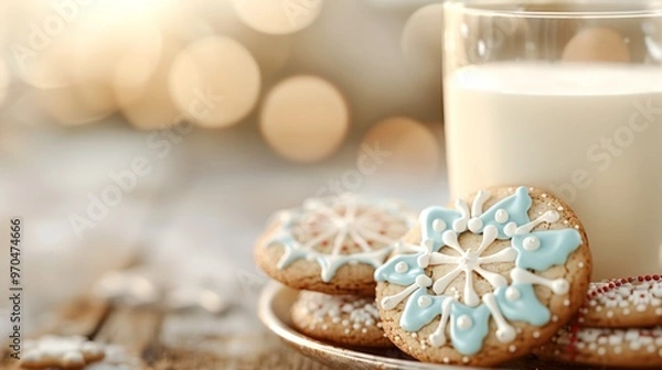 Fototapeta Delightful 3D Rendering of a Plate of Festively Decorated Cookies Being Displayed on a Table in a Bright and Airy Room