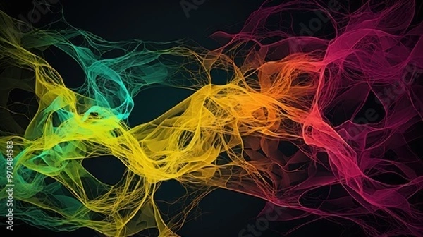 Fototapeta A vibrant abstract design featuring flowing waves of color, creating a dynamic and energetic visual effect.