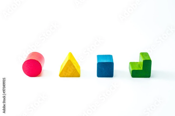 Fototapeta wooden toy blocks isolated on white background