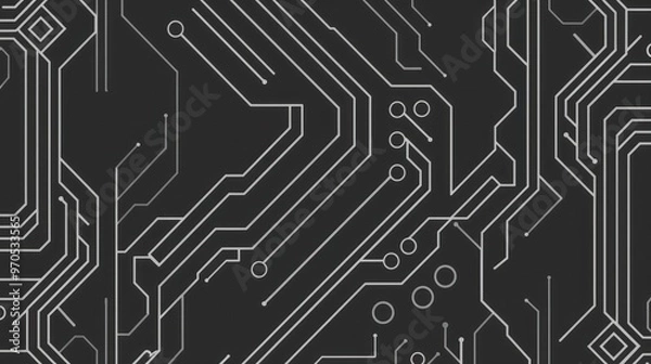 Obraz Abstract design featuring intricate circuit patterns on a dark background, suggesting technology and connectivity.