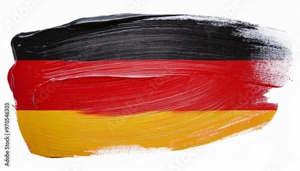 Obraz country flag painted on tag abstract german flag in paint brush stroke, isolated on white or transparent png