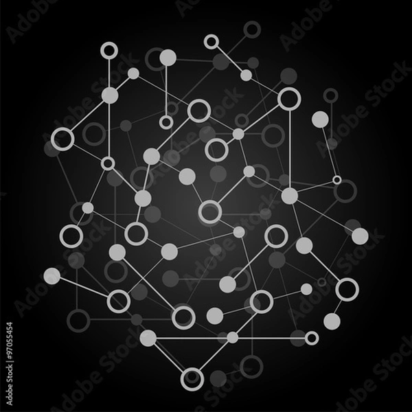 Fototapeta Abstract background with DNA strand, atom, molecule structure. genetic and chemical compounds. Vector Illustration