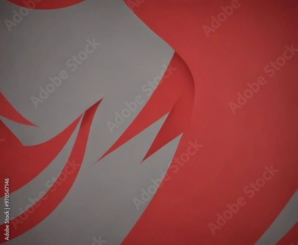 Fototapeta Abstract image featuring a red and gray color scheme with a curved line and a jagged edge.