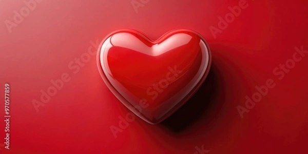 Fototapeta 3d heart shaped icons on red background valentine
