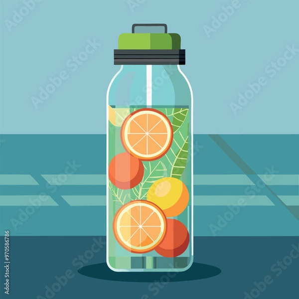 Fototapeta Adobe Illustrator Artwork water bottle that includes a fruit infuser insert.