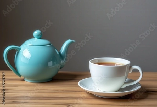 Fototapeta teapot and cups