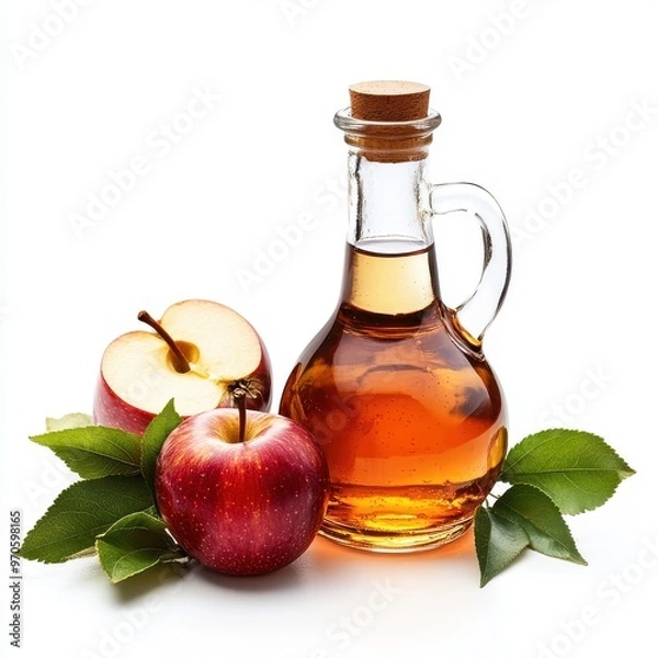Obraz Apple Cider Vinegar on white background