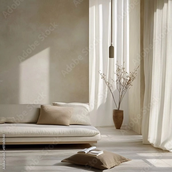 Fototapeta Sofa in a nice minimally designed living room