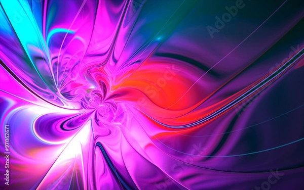 Fototapeta Abstract vivid blue-pink background with smooth lines