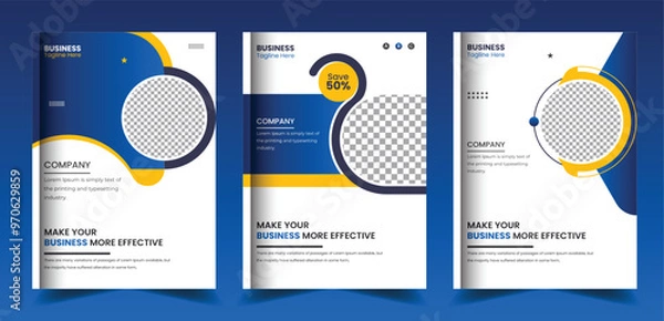 Obraz Business brochure cover layout, annual report, poster, flyer in A4 colorful triangles