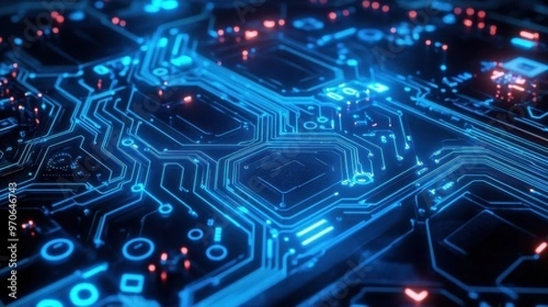 Fototapeta The Circuit Board with Glow