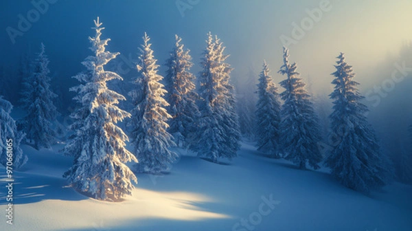 Obraz snow covered trees in winter