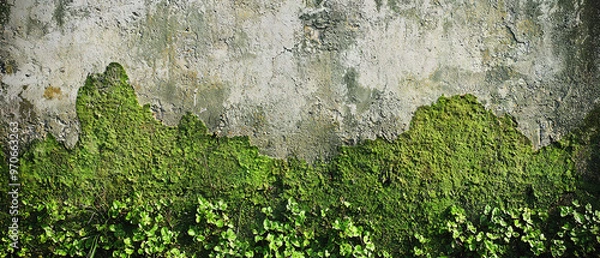 Obraz An aged moss covered wall with copy space