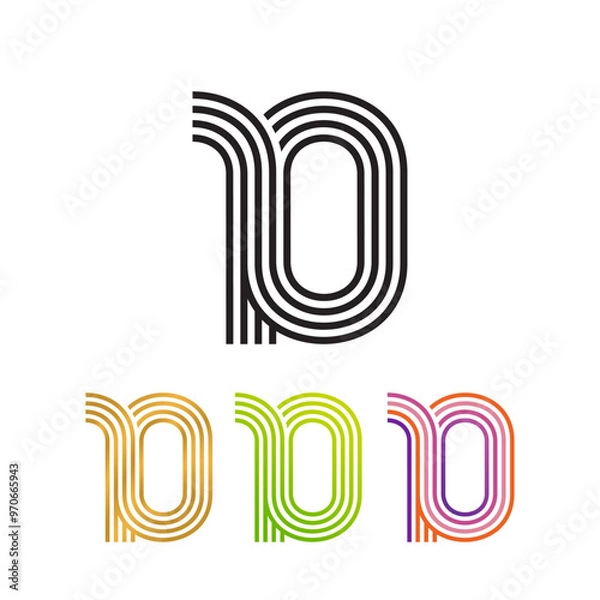 Obraz Number 10, Minimalist and modern number ten logo forming the letter n with colorful variations