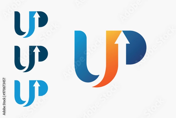 Fototapeta Up logo icon design. Up Icon or Button with Arrow Concept. Finance up logo icon with the arrow