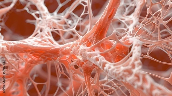 Fototapeta An enlarged view of fibrous ligament tissue, densely packed fibers