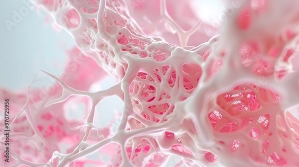 Fototapeta An enlarged image of fibrous scar tissue, dense collagen network