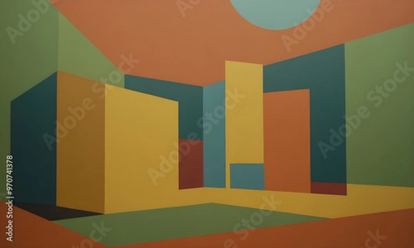 Fototapeta Abstract minimalist background with geometric shapes forming a room