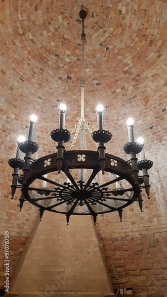 Obraz Chandelier in the castle, fireplace