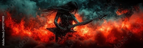 Obraz Fiery Guitarist Rock and Roll Soul