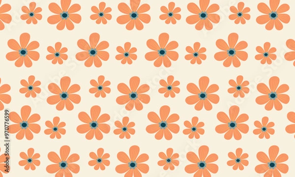 Obraz Vector seamless floral pattern with orange flowers on background.