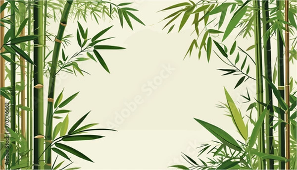 Obraz Tranquil Bamboo Forest A Harmonious Green Vector Backdrop