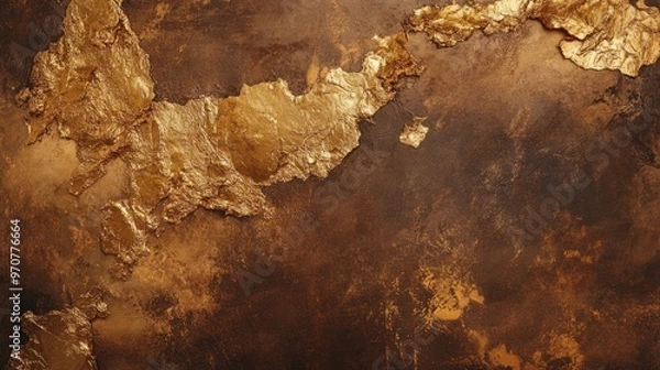 Fototapeta A modern abstract artwork featuring shades of brown and gold on a solid brown background, perfect for home decor.